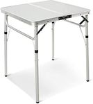 REDCAMP Small Folding Camping Table Portable Adjustable Height Lightweight Aluminum Folding Table for Outdoor Picnic Cooking, White 2 Foot Square
