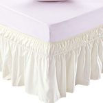 MEILA Bed Skirt, Easy to Install Wrap Around Dust Ruffled Ivory Skirts for Queen and King Size Beds 18 Inch Drop