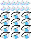 Jeyiour 24 Pcs Holographic Fanny Packs and Sun Visor Set 12 Sun Visor Hats Colored Beach Golf Cap 12 Metallic Color Fanny Packs PVC Clear Waist Bag for Women Men Kids Sports Bachelorette Party Gift, As the Pictures Show, One Size, Visor