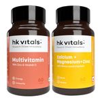 HealthKart Hk Vitals Multivitamin & Calcium,Magnesium And Zinc Combo Pack|For Men And Women|With Vitamin C,Vitamin D3,Multiminerals & Ginseng Extract,2 Count,60 Capsules