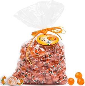 Perle di Sole Amalfi Orange Drops with a Tart Fizzy Filling (2.2 Lbs | 1 Kg) Italian Hard Candy Individually Wrapped - Sour Orange Candy