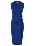 GRACE KARIN Elegant Wrap Dresses with Belt Formal Business Dress for Women UK Royal Blue Dress Nursing Dress Size 14