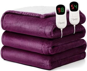 Homemate Electric Heated Blanket Queen - 84"x90" Heating Blanket Queen Size Dual Control 1/2/4/6/8 Hours Auto-Off 10 Heat Level Over-Heat Protection Flannel Sherpa ETL Certification
