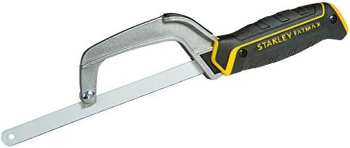 STANLEY Mini Sierra, Armadura Metálica, longitud 300mm, Mango Sintético, Hoja Ajustable y Compatible con otras Hojas, 24 Dientes por Pulgada, 0-15-211
