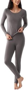 GYS Bamboo Viscose Long Johns Sets Thermal Underwear for Women Long Sleeve Base Layer, Dark Grey, Small