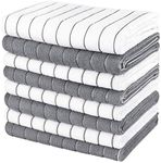 AIDEA Kitchen Towels-8PK, Super Soft and Absorbent Drying Towels for Dishes, Microfiber Cleaning Cloth Multi-Purpose Dish Towels for Kitchen, Home-Grey/White -18”x26”