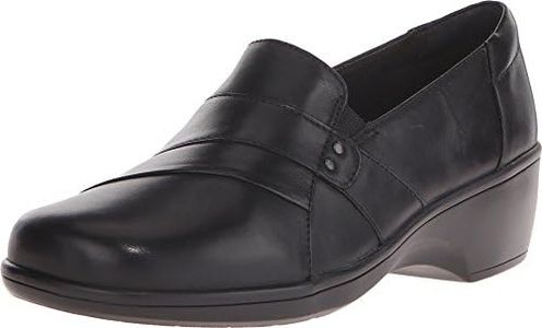 Clarks Women's May Marigold Slip-On Loafer, Black Leather, 6 US