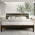 Acacia Emery Wooden Bed Frame with Headboard, Solid Wood Platform Bed, Easy Assembly, No Box Spring Needed, King (U.S. Standard), Mocha, 14 Inch, V1