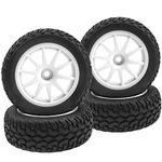 HIRCQOO OD 75mm/2.95'' Rubber Tires & Plastic Wheel Rims 12mm Hex Compatible with Traxxas HSP Tamiya HPI Kyosho 1/10 On-Road Touring Racing Car,WLtoys 1/14 144001 RC Buggy (10-Spoke)