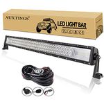 AUXTINGS 32 inch 405W Triple Row LED Light Bar Work Light Spot Flood Beam with Wiring Harness kit Switch for Trucks Tractor 4X4 Boat Off Road Auto Fog Driving Lamp 12V 24V Waterproof IP67