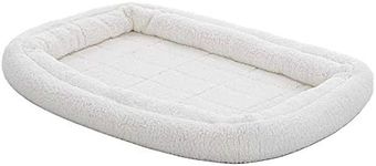 MidWest Homes for Pets Double Bolster Pet Bed | 36-Inch Dog Bed ideal for Medium/Large Dog Breeds & fits 36-Inch Long Dog Crates White Fleece