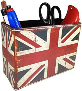 Vintage Pen Pencil Holder Cup - DreamsEden Retro Pattern Desk Organizer for Home Office Bedroom (Union Jack Flag Square)