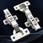 Furniware Pack of 4 Soft Close Hinges for Kitchen Cupboards,Kitchen Cabinet Hinges Half Overlay 3D Adjustable Nickel Concealed Kitchen Cabinet Door Hinges Clip ON Plate European Hinges