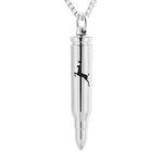 XSMZB Urn Necklaces for Ashes Bullet Container Pendant Stainless Steel Keepsake Holder Ashes for Pet Human Memorial Cremation Jewelry for Men Women (Silver-Deer)