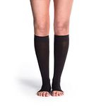 Sigvaris Style 842 Soft Opaque Open Toe Knee Highs - 20-30 mmHg Short Black SS Short 842CSSO99