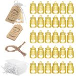 Amison 30 Sets Baby Bottle Shaped Bottle Openers, Cute Bottle Opener Decorations and Souvenirs with Thank You Gift Tags Linen Ropes and Organza Bags for Baby Shower Guests Party Return Favors