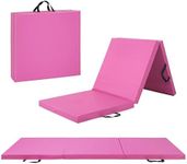 CAP All Purpose Folding Anti Tear Exercise Training Aerobic Fitness Gym & Gymnastics Balance Mat. 72"L x 24"W x 2"Thick. PINK