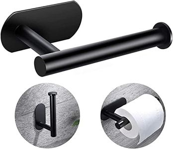 Toilet Paper Holder, Toilet Paper Roll Holder Self Adhesive, Wall Mounted Toilet Paper Roll Holder, Stainless Steel Bathroom Tissue Dispenser for Bathroom Kitchen Washroom (Black)