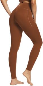 baleaf Freeleaf Women's Workout Leggings with Pockets 7/8 Yoga Pants High Waisted Tummy Control Athletic Gym Leggings Brown L-2XL