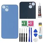 Battery Back Glass Cover Replacement for iPhone 14 Plus 6.7", with Adhesive Repair Tools Part (Blue)