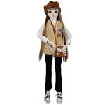 EVA BJD Doll 1/3 Ball Mechanical Jointed Doll with Full Set of Clothes Coat Shoes Hair Socks Pants Accessories,Height 1.9ft 23in (Ellie)