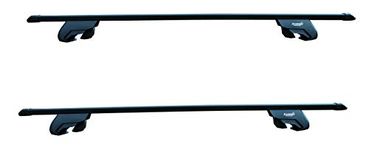 Summit SUP-815 Premium Railing Roof Bar for Cars with Raised Running Rails, Black Steel, Set of 2