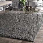 BRIS Home Modern Shaggy Carpets and Rugs for Hall, Offices, Kitchens, Bedroom, Living Room and Cabins Color Gray (5 x 7 feet)