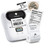 Phomemo M110 Label Maker- Bluetooth, Portable, Inkless, Rechargeable, for Phone, PC&Mac(USB) -Max. Print Width 2", for Logo, Address, Barcode, Folder -Snow White, +100pcs 40x30mm(1.57"x1.18") Labels