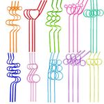 Crazy Silly Reusable Straws Plastic Drinking Straws Colorful Fun Bendy Varied Twists Straws Loop 30pc Curly Swirly Straw for Kids Adult School Prizes Easter Basket Birthday Party Supplies Favors