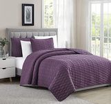 BOURINA Quilting Quilt Set Coverlet Set 2-Piece Microfiber Bedspread Included 1 sham and 1 Quilt,Twin Size 68" x 86" Purple