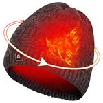 DUKUSEEK Heated Hat, Electric Winter Heated Beanie Hat with 7.4V Rechargeable Battery for Men Women Black