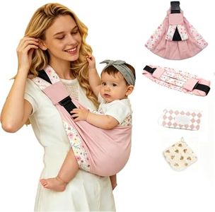 Baby Sling Carrier, Newborn to Toddler (7-45 lbs), Ergonomic Hands-Free Carrier with Safety Buckle, Adjustable One-Shoulder Strap for Portable Travel（Pinkflower）