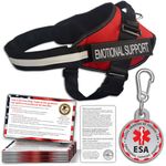 ESA Dog Vest + ID Tag + 50 ADA Information Cards - Emotional Support Dog Harness in Sizes X Small to XX Large Metal Dog Tag Durable Clip Service Dog Information Cards