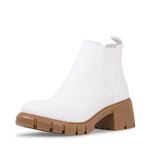 Steve Madden Women's Howler Chelsea Boot, White Tan, 7 UK