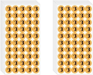 DUGUTUL 1000 pcs $3 Color-Coded Price Stickers for Garage Sale and Flea Market, 3/4" Diameter - Bold Fonts, Clear Visibility, High Visibility, Easy Organization