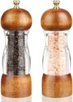 Jepsen Salt and Pepper Grinder Set，Spice Grinder refillable，Manual Wooden Salt and Pepper Mill Set with Adjustable Ceramic core Salt Grinder 2 Pieces
