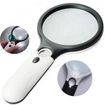 XELYTON Magnifying Glass with 3 Led Light 3X & 45X Big Size Zoom Lenses for Seniors, Book and Newspaper Reading, Eyelash Extensions Magnifier Glass Size :-7.56 X 3.31 (Magnifier Glass with Light)