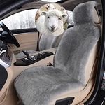 Altlue Real Genuine Sheepskin Seat Covers for Cars SUV Trucks Van RV Front Seats Sheepskin Car Seat Covers Sheepskin Auto Seat Covers Fuzzy Fleece Fur Car Seat Covers Universal Gray (1 Piece)