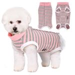 Zuimei Dog Surgery Recovery Suit, Striped Dog Surgical Recovery Suit Anti-licking Dog Post Surgery Bodysuit Dog Recovery Shirt Dog Onesie Vest for Small Dog, E-Collar Alternative(Pink M)