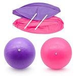 AB SALES 25 cm/9.8 inch Sports Yoga Ball, 2 Pcs Pilates Ball Small Exercise Stability Ball for Yoga Barre Core Training and Physical Therapy- Comes with Inflatable Straw, Purple & Pink Color