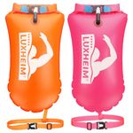 2 Pack Swim Buoy Tow Floats for Open Water Swimming Highly Visible Swim Float Dry Bag Waterproof Inflatable PVC Tow Float for Triathlons