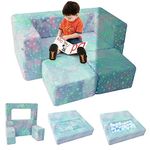 MeMoreCool Kids Sofa Bed, Toddler Chair, Glow in The Dark Kids Play Couch Lounger Fold Out, Baby Armchair Sofa Kids Bedroom Furniture, Modular Mini Couch for Playroom, Colourful Star