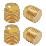 CKANDAY 4Pcs 1/2" NPT Solid Brass Boat Drain Plugs, Boat Hulls Spare Garboard Drain Plug Male Plug Fittings Brass Cored Plug with Square Head for Bayliner Four Winns Glastron Larson Sea Ray Starcraft