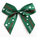 Italian Options Merry Christmas Bows 12 Piece Pack, 5cm Bow Width, Bottle Green Satin