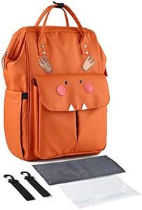 SONARIN Elegante Grande Mochila de Pañales para Bebé,Bolsa de Pañales Multifunción Impermeable Bolsa para Pañales de Viaje con Cambiador y Ganchos Carrito Bebé para Mamá & Papá(Naranja)