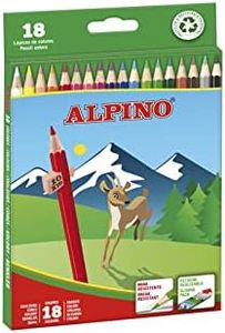 ALPINO 722846 Pencil Box on Pens Assortment 18 Units with Sharpener, 3.3 mm, Multi-Coloured