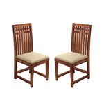 FURNITUREWALLET Wooden Dining Chairs Only | Wooden Dining Chairs | Dining Room Furniture with Cushions | Dining Chair Set of 2 | Study Chair with Cushions for Dining (Honey, Two Seats)