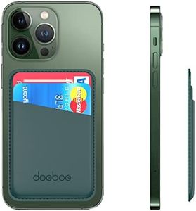 doeboe Leather Phone Card Holder for Back of Phone, Strongly Adhesive Wallet Sleeve, for All Smartphones(Green)