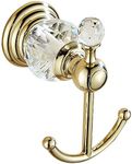 WINCASE European Robe Hook Towel Clothes Hook, Crystal Base Concealed Wall Mounted Bathroom Zinc Alloy Construction Luxury Polished Gold finished