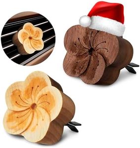 2 Pack Wood Essential Oil Diffuser Zen Decor Car Air Freshener, Minimalistic Aromatherapy Essential Oil Diffusers from The Nature (Flower (with Clip))
